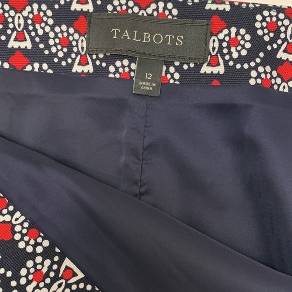 Talbots red white and blue lined skirt EUC 12 - Picture 6 of 9